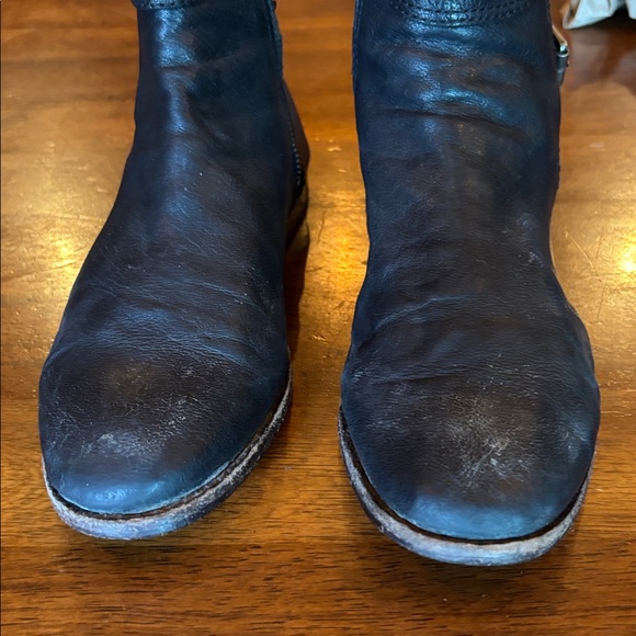 Frye Black Leather Ankle Booties with Buckles - Picture 3 of 6
